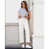 image:imageGRAPENT Wide Leg Pants for Women Cropped Chino High Waisted Business Casual Elastic Waist Work Trouser Pants with PocketCream White