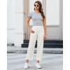 image:imageGRAPENT Wide Leg Pants for Women Cropped Chino High Waisted Business Casual Elastic Waist Work Trouser Pants with PocketCream White