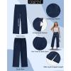 image:imageGRAPENT Wide Leg Pants for Women Cropped Chino High Waisted Business Casual Elastic Waist Work Trouser Pants with PocketDark Blue