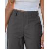 image:imageGRAPENT Wide Leg Pants for Women Cropped Chino High Waisted Business Casual Elastic Waist Work Trouser Pants with PocketDark Gray