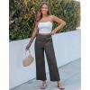 image:imageGRAPENT Wide Leg Pants for Women Cropped Chino High Waisted Business Casual Elastic Waist Work Trouser Pants with PocketDark Gray