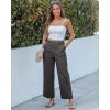 image:imageGRAPENT Wide Leg Pants for Women Cropped Chino High Waisted Business Casual Elastic Waist Work Trouser Pants with PocketDark Gray