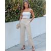 image:imageGRAPENT Wide Leg Pants for Women Cropped Chino High Waisted Business Casual Elastic Waist Work Trouser Pants with PocketLight Gray