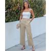 image:imageGRAPENT Wide Leg Pants for Women Cropped Chino High Waisted Business Casual Elastic Waist Work Trouser Pants with PocketSafari