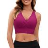 image:imageGRAPENT Bikini Top for Women Cropped Tankini Tops Beach Vacation Criss Cross Ruched Padded Bathing Suit Swim Top OnlyPlum
