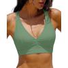 image:imageGRAPENT Bikini Top for Women V Neck Ruched Criss Cross Padded Beach Vacation Bathing Suit Modest Cute Swim Suit Top OnlyIceberg Green