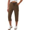 image:imageGRAPENT Capri Pants for Women Cargo Elastic Waist Pull On Drawstring Summer Casual Capris Cotton Chino Cropped PantsBrown