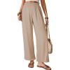 image:imageGRAPENT Linen Pants for Women Wide Leg High Waisted Paper Bag Smocked Waist Casual Summer Beach Vacation Palazzo PantsAlmond