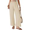 image:imageGRAPENT Linen Pants for Women Wide Leg High Waisted Paper Bag Smocked Waist Casual Summer Beach Vacation Palazzo PantsBeige
