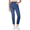 image:imageGRAPENT Slim Straight Leg Jeans for Women Cropped High Waisted Pull On Elastic Waist Stretchy Denim Pants Trouser JeansClassic Blue