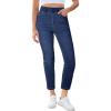 image:imageGRAPENT Slim Straight Leg Jeans for Women Cropped High Waisted Pull On Elastic Waist Stretchy Denim Pants Trouser JeansDarkness Blue