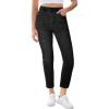 image:imageGRAPENT Slim Straight Leg Jeans for Women Cropped High Waisted Pull On Elastic Waist Stretchy Denim Pants Trouser JeansWashed Black