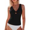 image:imageGRAPENT Tankini Tops for Women Swimwear Twisted Keyhole Padded Bathing Suit Beach Vacation Modest Swimsuit Swim Top OnlyBlack