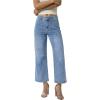 image:imageGRAPENT Wide Leg Jeans Woman Trendy Cropped High Waisted Patch Pocket Stretch Denim Pants Baggy Loose Straight Leg JeansBay Blue