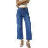 image:imageGRAPENT Wide Leg Jeans Woman Trendy Cropped High Waisted Patch Pocket Stretch Denim Pants Baggy Loose Straight Leg JeansClassic Blue