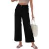 image:imageGRAPENT Wide Leg Jeans for Women Cropped Trendy High Waisted Welt Pocket Stretchy Denim Pants Distressed Trouser JeansTrue Black