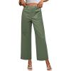 image:imageGRAPENT Wide Leg Pants for Women Cropped Chino High Waisted Business Casual Elastic Waist Work Trouser Pants with PocketArmy Green