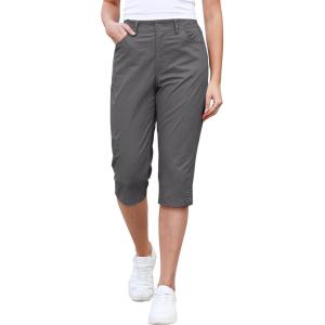 image:imageGRAPENT Capri Pants for Women High Waisted Relaxed Fit Elastic Knit Waist Casual Capris Cotton Trousers Cropped PantsDark Gray