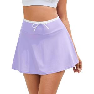image:imageGRAPENT Swim Skirt for Women High Waisted Contrast Color Tankini Bikini Bottoms Swim Skort Beach Skirts Swimsuit BottomLavender