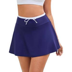 image:imageGRAPENT Swim Skirt for Women High Waisted Contrast Color Tankini Bikini Bottoms Swim Skort Beach Skirts Swimsuit BottomNavy Blue