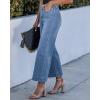 image:imageGRAPENT Cropped Jeans for Women Trendy 2026 Wide Leg High Waisted Patch Pocket Stretchy Denim Pants Short Trouser JeansTimeless Blue