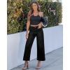 image:imageGRAPENT Cropped Jeans for Women Trendy 2026 Wide Leg High Waisted Patch Pocket Stretchy Denim Pants Short Trouser JeansTrue Black