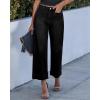 image:imageGRAPENT Cropped Jeans for Women Trendy 2026 Wide Leg High Waisted Patch Pocket Stretchy Denim Pants Short Trouser JeansTrue Black