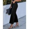 image:imageGRAPENT Cropped Jeans for Women Trendy 2026 Wide Leg High Waisted Patch Pocket Stretchy Denim Pants Short Trouser JeansTrue Black