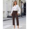 image:imageGRAPENT Womens Dress Pants Business Casual Ankle Straight Leg Trousers Elastic Waist Office Work Pants with PocketsChocolate Brown
