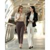 image:imageGRAPENT Womens Dress Pants Business Casual Ankle Straight Leg Trousers Elastic Waist Office Work Pants with PocketsChocolate Brown