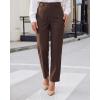image:imageGRAPENT Womens Dress Pants Business Casual Ankle Straight Leg Trousers Elastic Waist Office Work Pants with PocketsChocolate Brown