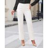 image:imageGRAPENT Womens Dress Pants Business Casual Ankle Straight Leg Trousers Elastic Waist Office Work Pants with PocketsCream White