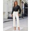 image:imageGRAPENT Womens Dress Pants Business Casual Ankle Straight Leg Trousers Elastic Waist Office Work Pants with PocketsCream White