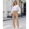 image:imageGRAPENT Womens Dress Pants Business Casual Ankle Straight Leg Trousers Elastic Waist Office Work Pants with PocketsKhaki