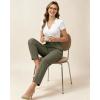 image:imageGRAPENT Womens Dress Pants Business Casual Ankle Straight Leg Trousers Elastic Waist Office Work Pants with PocketsOlive Green