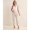 image:imageGRAPENT Womens Dress Pants Business Casual Ankle Straight Leg Trousers Elastic Waist Office Work Pants with PocketsPeach Gray