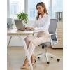 image:imageGRAPENT Womens Dress Pants Business Casual Ankle Straight Leg Trousers Elastic Waist Office Work Pants with PocketsPeach Gray