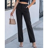 image:imageGRAPENT Dress Pants Women Straight Leg Business Casual Pants Elastic Waist Work Trousers Office Slacks with PocketsBlack