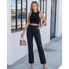 image:imageGRAPENT Dress Pants Women Straight Leg Business Casual Pants Elastic Waist Work Trousers Office Slacks with PocketsBlack