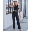 image:imageGRAPENT Dress Pants Women Straight Leg Business Casual Pants Elastic Waist Work Trousers Office Slacks with PocketsBlack