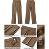 image:imageGRAPENT Dress Pants Women Straight Leg Business Casual Pants Elastic Waist Work Trousers Office Slacks with PocketsCoffee Brown