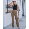 image:imageGRAPENT Dress Pants Women Straight Leg Business Casual Pants Elastic Waist Work Trousers Office Slacks with PocketsCoffee Brown