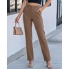 image:imageGRAPENT Dress Pants Women Straight Leg Business Casual Pants Elastic Waist Work Trousers Office Slacks with PocketsCoffee Brown