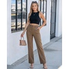 image:imageGRAPENT Dress Pants Women Straight Leg Business Casual Pants Elastic Waist Work Trousers Office Slacks with PocketsCoffee Brown