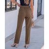 image:imageGRAPENT Dress Pants Women Straight Leg Business Casual Pants Elastic Waist Work Trousers Office Slacks with PocketsCoffee Brown
