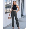 image:imageGRAPENT Dress Pants Women Straight Leg Business Casual Pants Elastic Waist Work Trousers Office Slacks with PocketsDark Grey