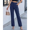 image:imageGRAPENT Dress Pants Women Straight Leg Business Casual Pants Elastic Waist Work Trousers Office Slacks with PocketsNavy Blue