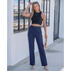 image:imageGRAPENT Dress Pants Women Straight Leg Business Casual Pants Elastic Waist Work Trousers Office Slacks with PocketsNavy Blue