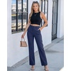 image:imageGRAPENT Dress Pants Women Straight Leg Business Casual Pants Elastic Waist Work Trousers Office Slacks with PocketsNavy Blue