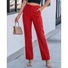 image:imageGRAPENT Dress Pants Women Straight Leg Business Casual Pants Elastic Waist Work Trousers Office Slacks with PocketsRed